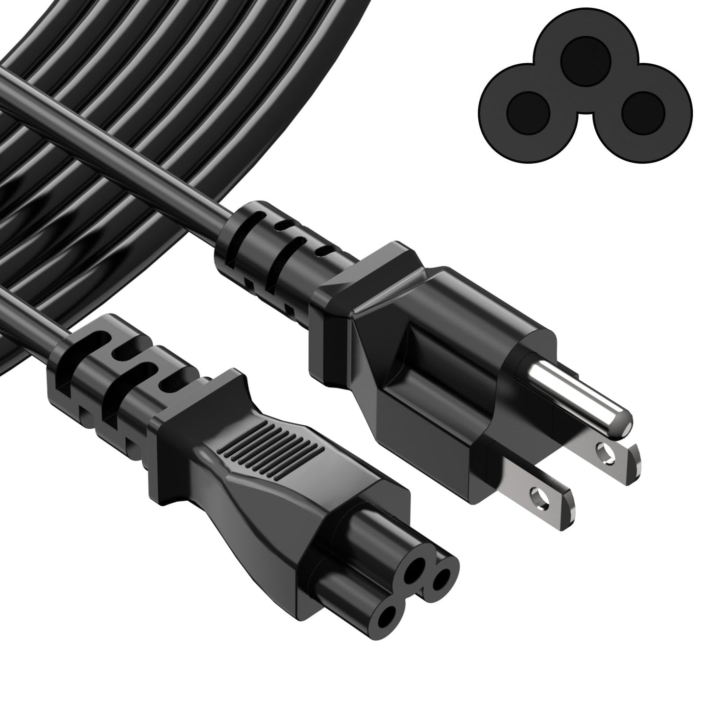 3-Prong 6Ft Laptop Power Cord for Various Devices