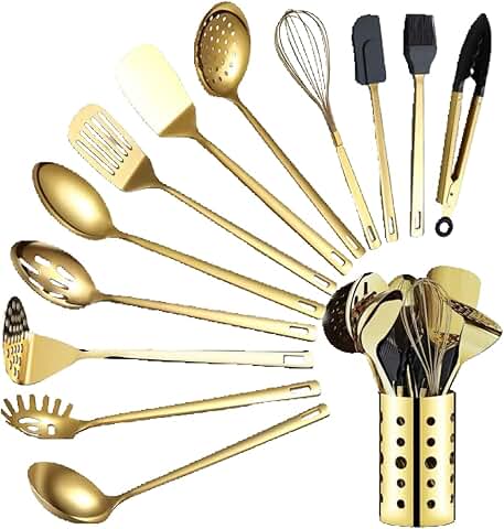 13-Piece Stainless Steel Kitchen Utensil Set with Holder