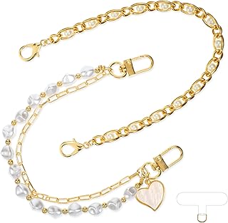 Beaded Phone Wrist Strap with Charms and Chain