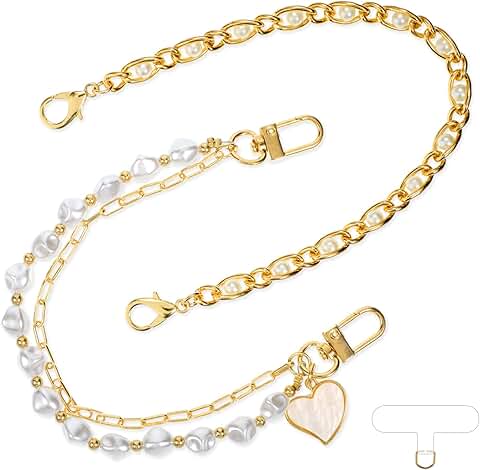 Beaded Phone Wrist Strap with Charms and Chain