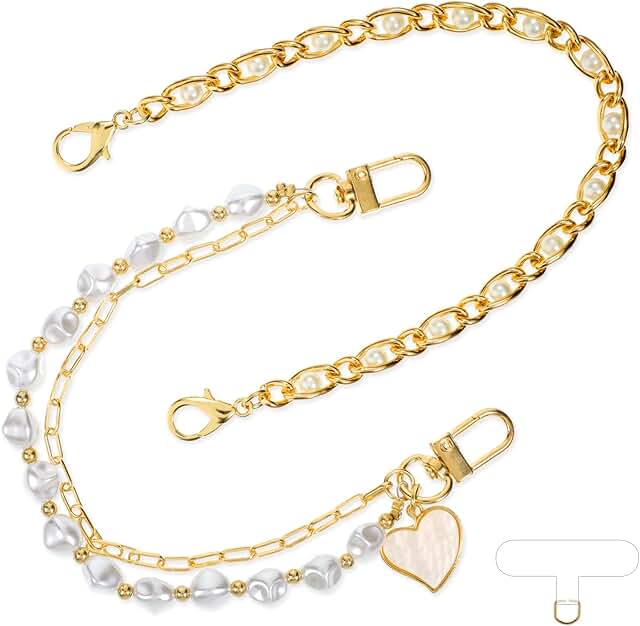 Beaded Phone Wrist Strap with Charms and Chain