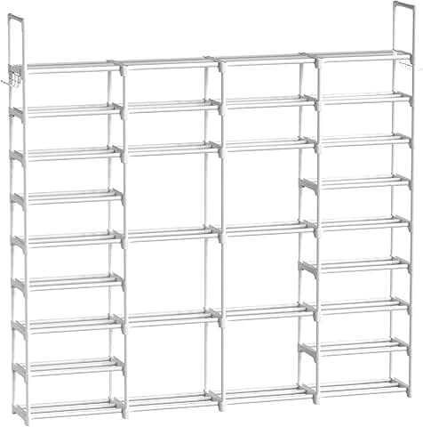 Large 4-Row Metal Shoe Rack for 64-72 Pairs