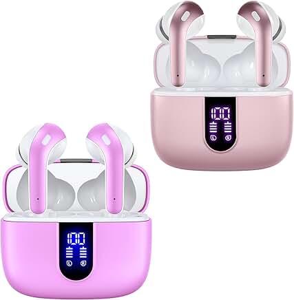 Pink and Sunset Pink True Wireless Earbuds with Charging Case