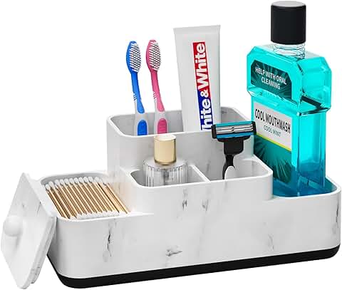 Bathroom Counter Organizer for Cotton and Toothbrushes