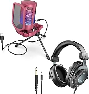 Gaming Microphone and Studio Headphones Bundle