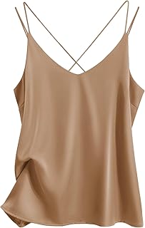 Women’s Silk V-Neck Spaghetti Strap Tank Top