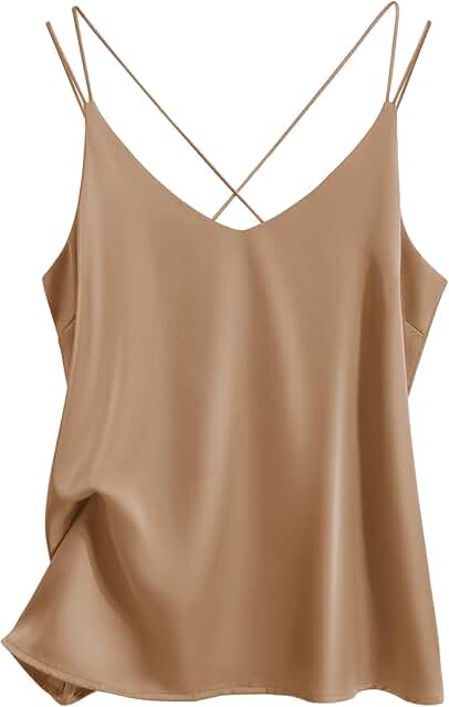 Women’s Silk V-Neck Spaghetti Strap Tank Top