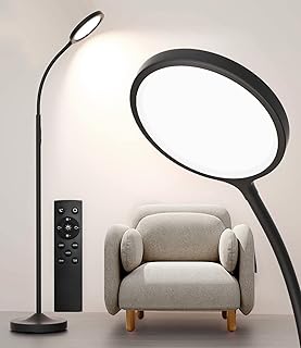 Bright Dimmable LED Floor Lamp with Remote and Adjustable Gooseneck