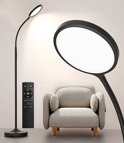 Bright Dimmable LED Floor Lamp with Remote and Adjustable Gooseneck