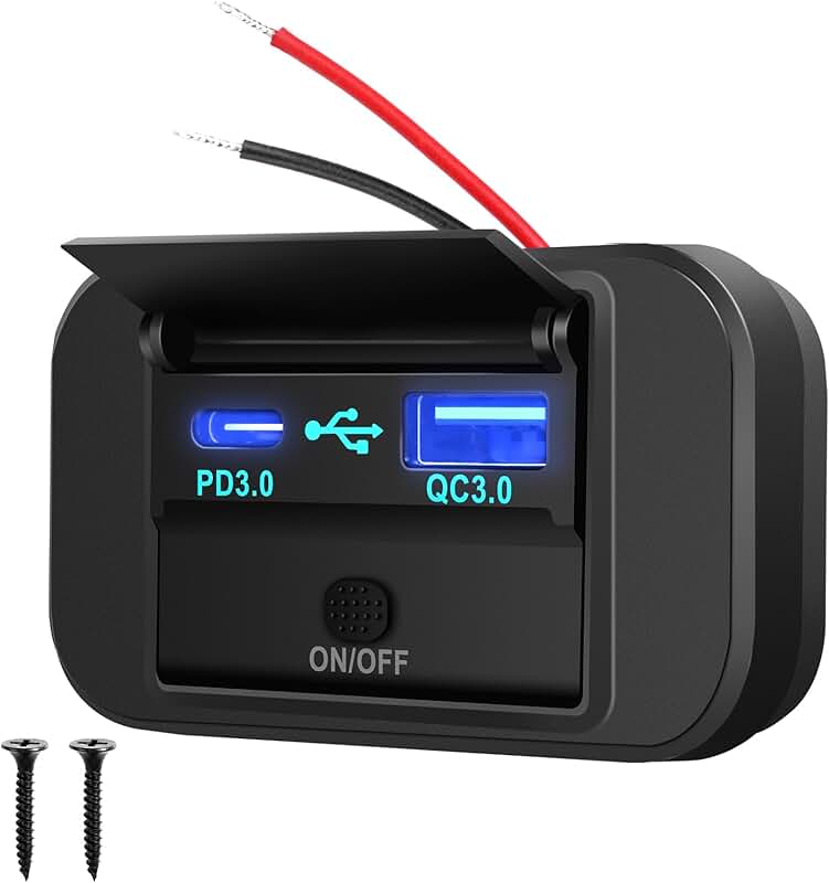 12V RV USB Power Outlet with Cover