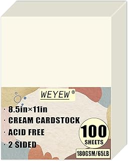 Cream 65lb Cardstock, 100 Sheets, 8.5" x 11"