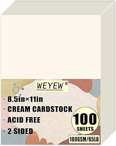 Cream 65lb Cardstock, 100 Sheets, 8.5" x 11"