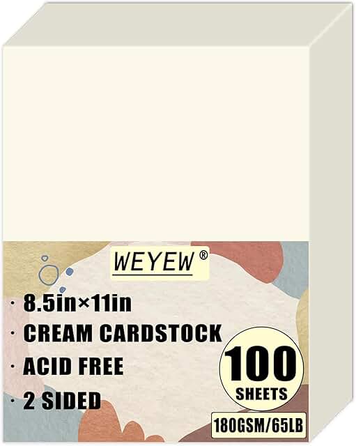 Cream 65lb Cardstock, 100 Sheets, 8.5" x 11"