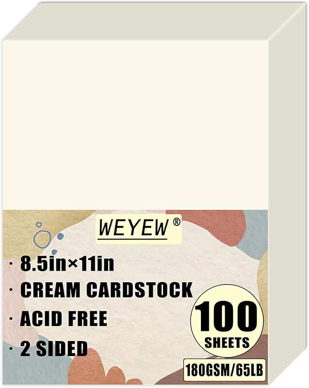 Cream 65lb Cardstock, 100 Sheets, 8.5" x 11"