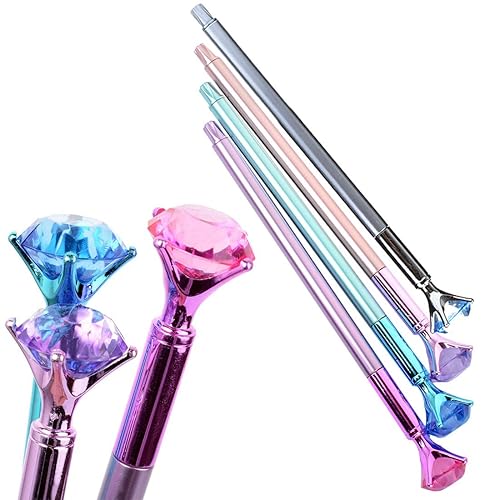 Set of 8 Kawaii Crystal Ballpoint Pens with Blue Ink