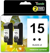 Remanufactured 15 Black Ink Cartridges, 2 Pack