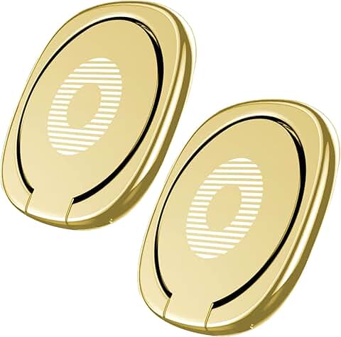 Two Glossy Rounded Edge Phone Ring Holders with 360° Rotation