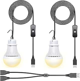 Two USB LED Camping Lanterns with Extra Long Cord