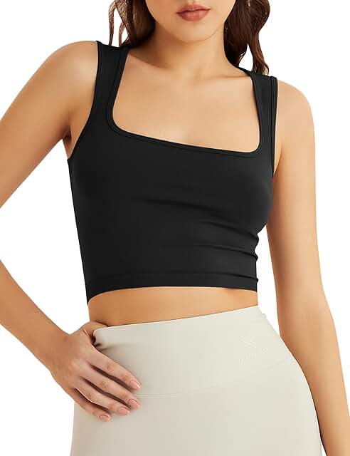 Square Neck Sleeveless Crop Top for Women