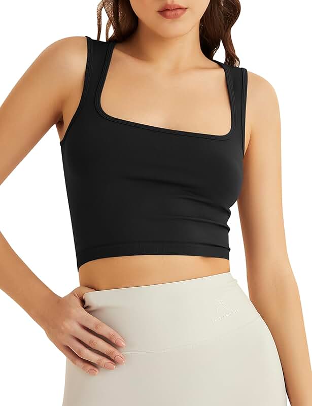 Square Neck Sleeveless Crop Top for Women