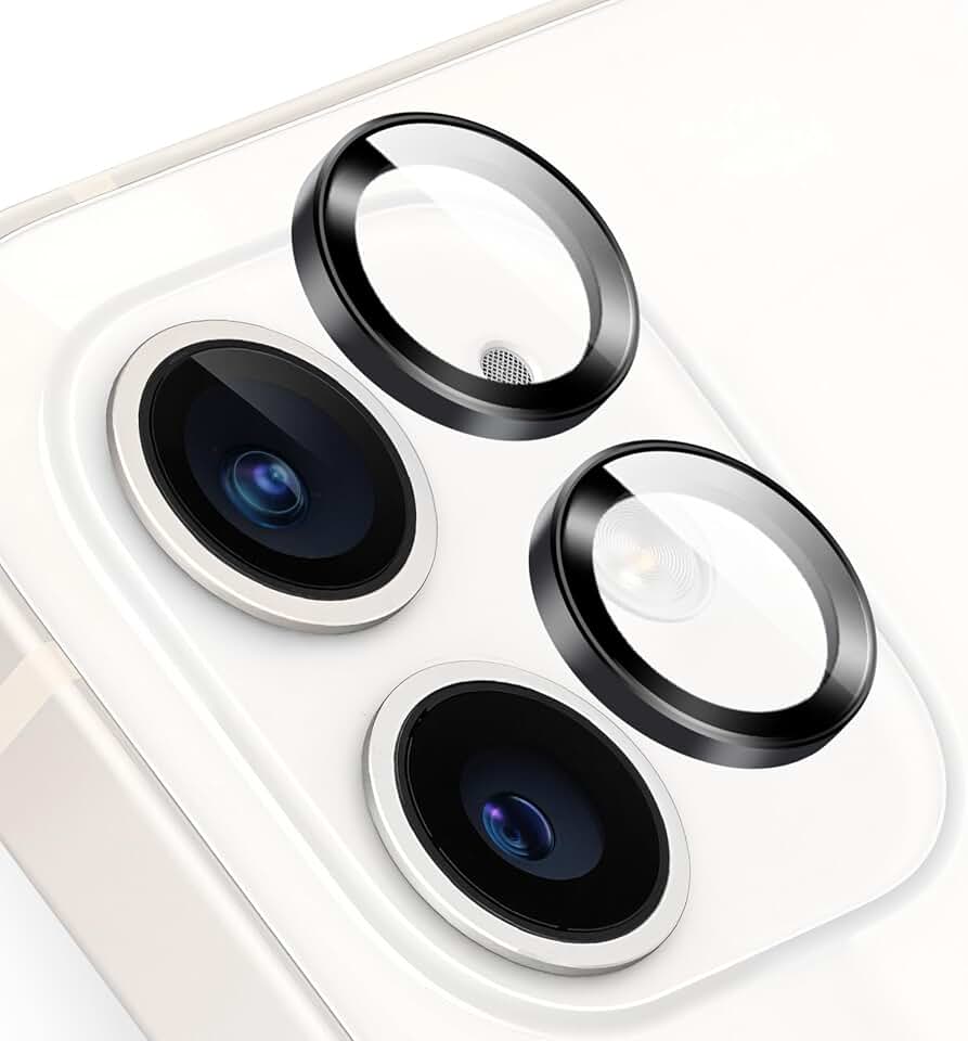 Camera lens protector with tempered glass and metal ring