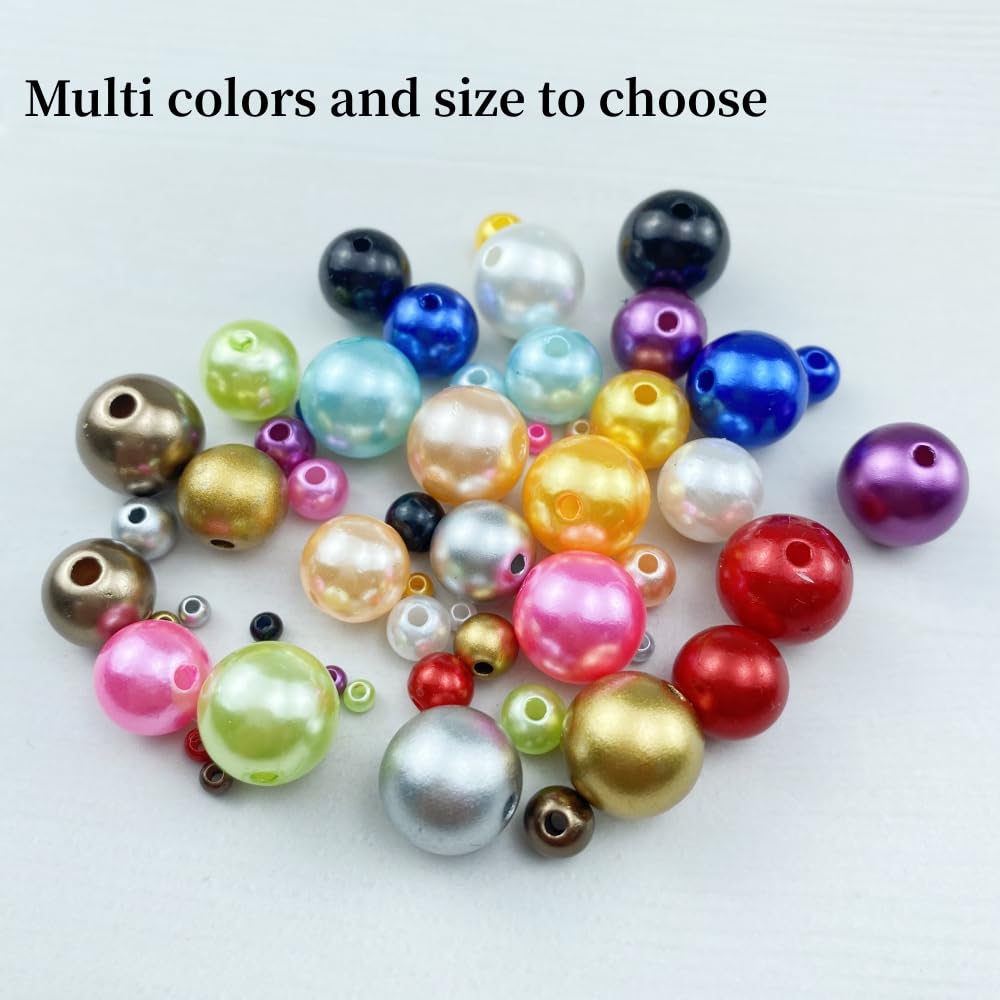 100pcs 12mm Resin Pearl Beads for Jewelry Making and Crafts