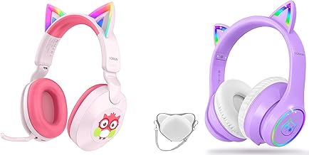 Kids Bluetooth Headphones with Cat Ears and LED Lights