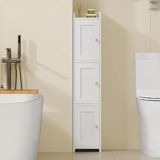 Slim bathroom storage cabinet with three doors