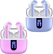 Purple and Sunset Pink True Wireless Earbuds with Charging Case