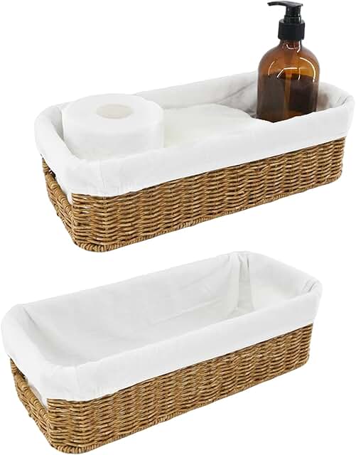 Rattan Toilet Tank and Paper Storage Basket