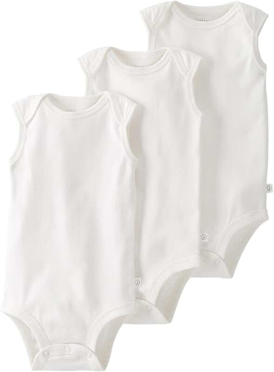 Three Organic Cotton Baby Short Sleeve Bodysuits