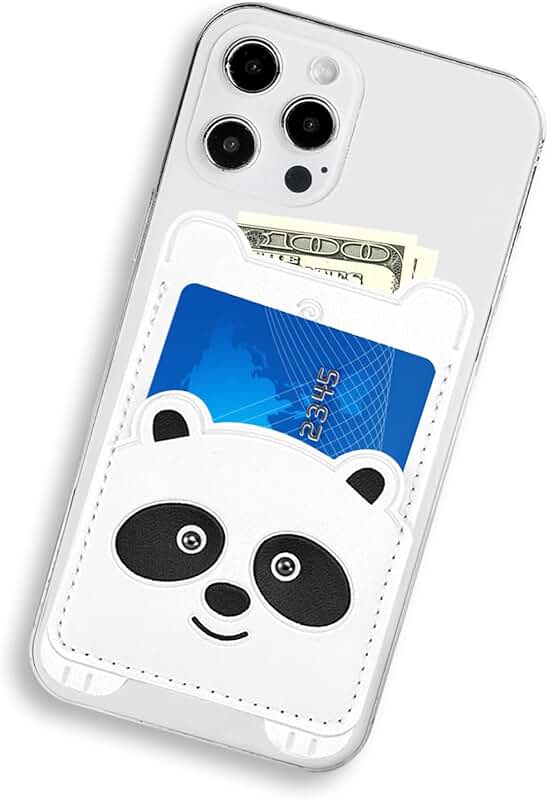 White Leather Panda Cell Phone Wallet