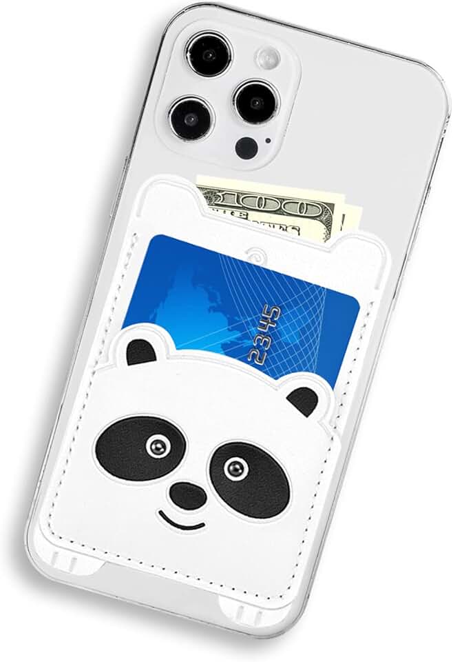White Leather Panda Cell Phone Wallet