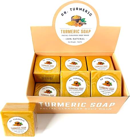Turmeric Soap Bar for Face and Body, 12 Pack