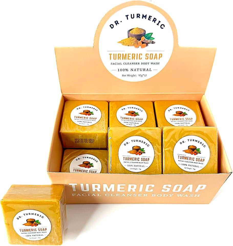 Turmeric Soap Bar for Face and Body, 12 Pack
