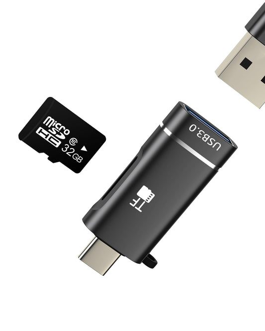 USB A to USB C Adapter with Micro SD Card Reader