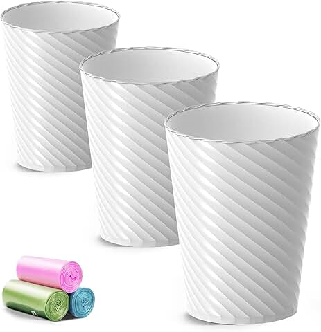 Set of three small bathroom trash cans, 1.8 gallons