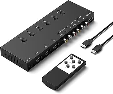 2 AV to HDMI Converter and 3 HDMI Switcher with RCA Adapter