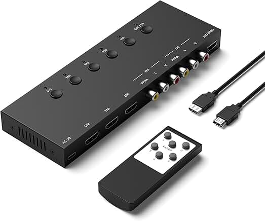 2 AV to HDMI Converter and 3 HDMI Switcher with RCA Adapter