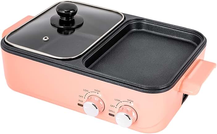 Two-in-One Electric Grill and Hotpot for Indoor Cooking