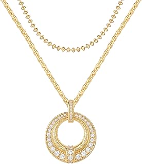 Layered Gold Circle Necklace Set for Women