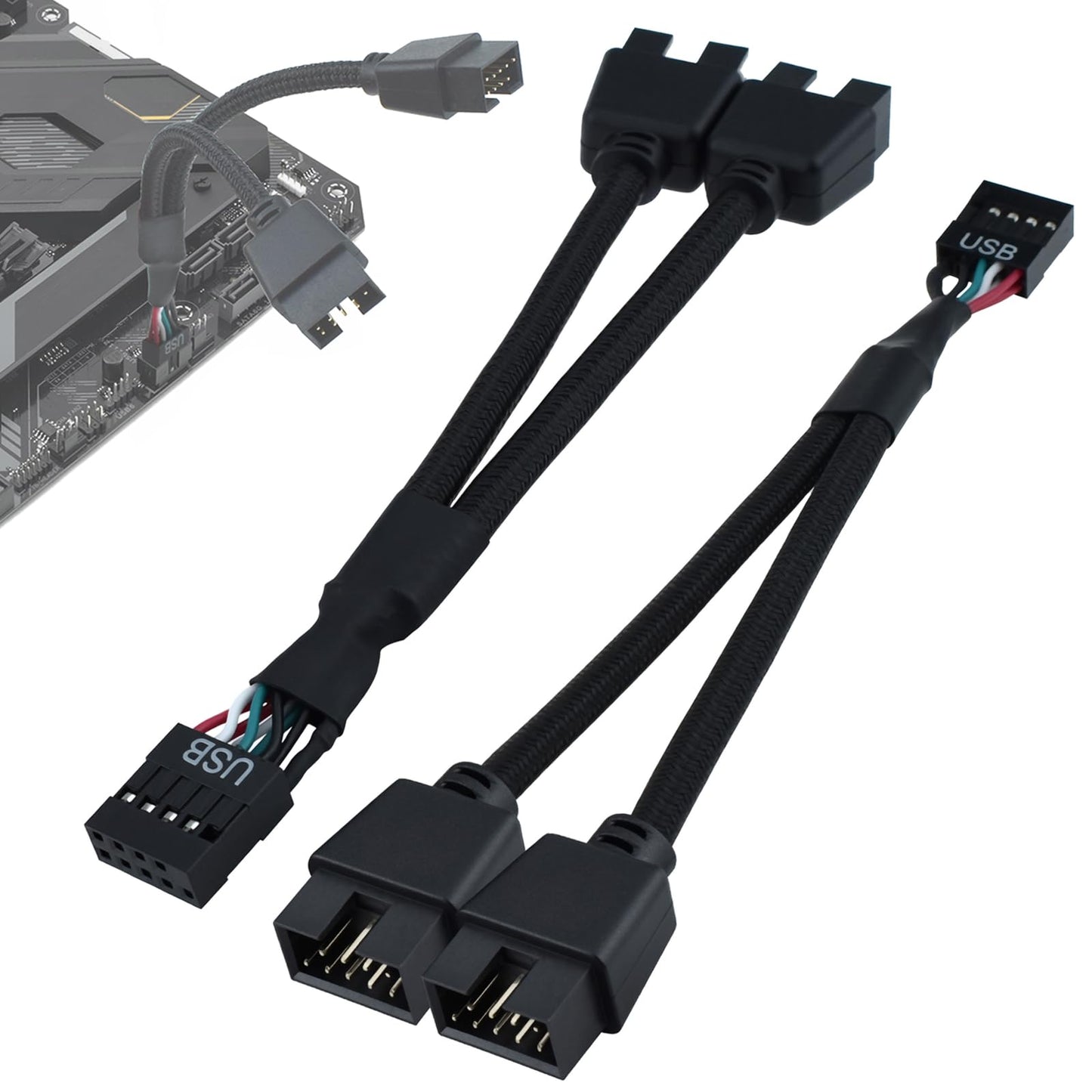 2-Piece USB 2.0 Motherboard Header Splitter Cable