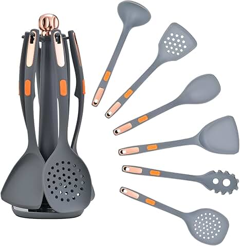 7-Piece Silicone Cooking Utensil Set in Dark Grey