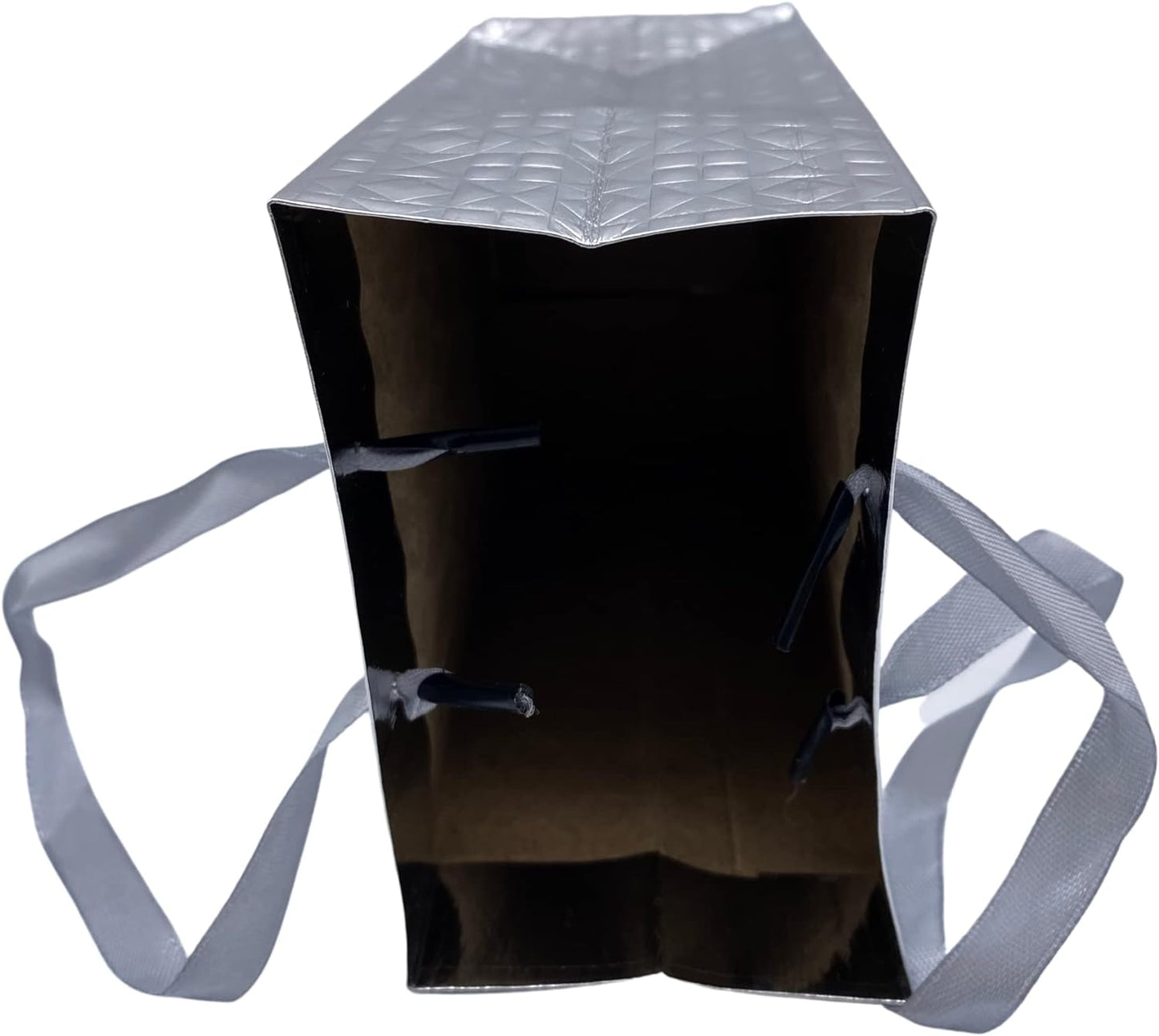 MODAIO-Gift Bags Small Size – Reusable Gift Bags With Handles From Three Different Stunning Colors - Perfect As Goodie Bags, Birthday Gift Bags, Party Favor Bags– 4"W x 3"D x 6"H Size-1/count- (Silver)