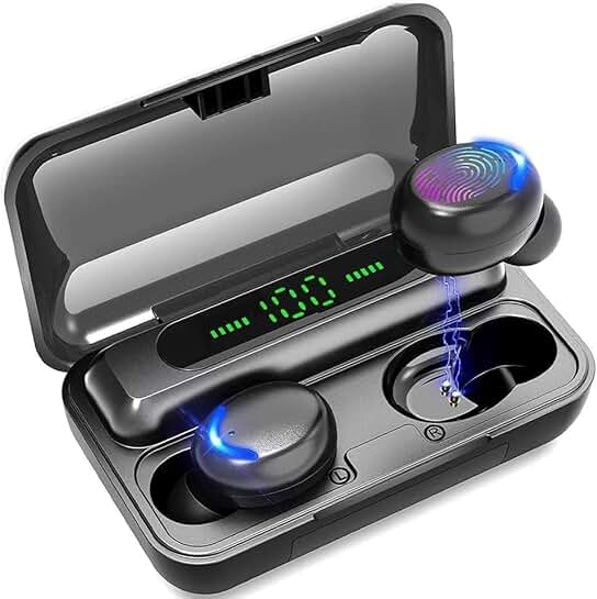 Wireless earbuds with large charging case and phone charging