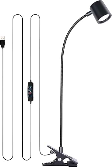 Adjustable USB Clip-On Desk Lamp with 3 Colors and 10 Brightness