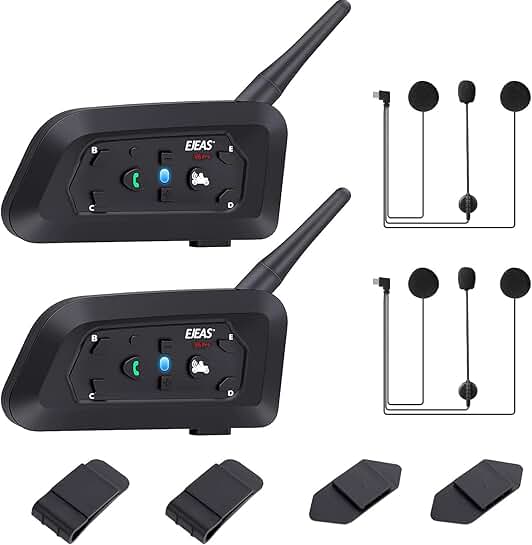 V6 Pro Motorcycle Helmet Bluetooth Headset for 6 Riders