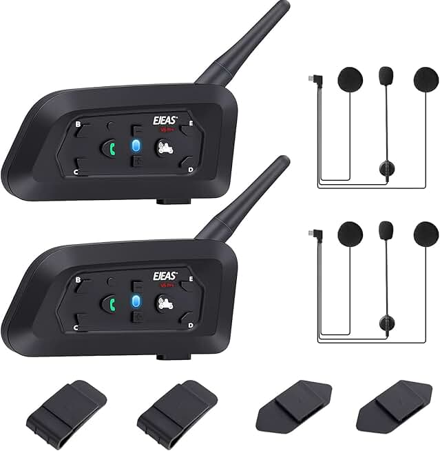 V6 Pro Motorcycle Helmet Bluetooth Headset for 6 Riders