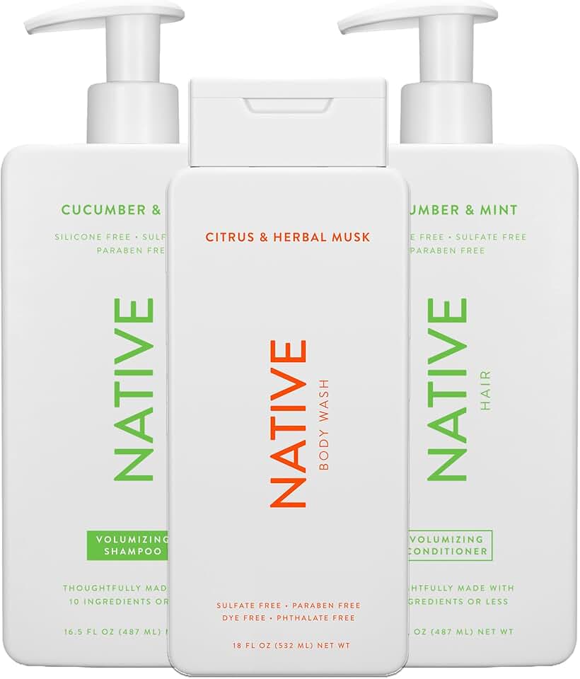 Citrus & Herbal Musk Body Wash and Cucumber Mint Shampoo & Conditioner Pack