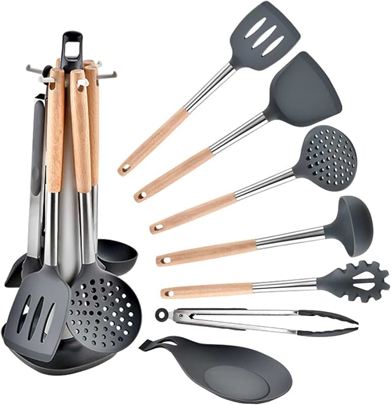 Stainless Steel Silicone Kitchenware Set with Utensils